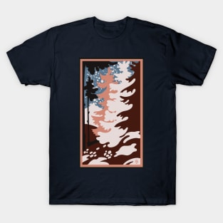 Retro Vintage Winter Forest Rose and Blue T-Shirt